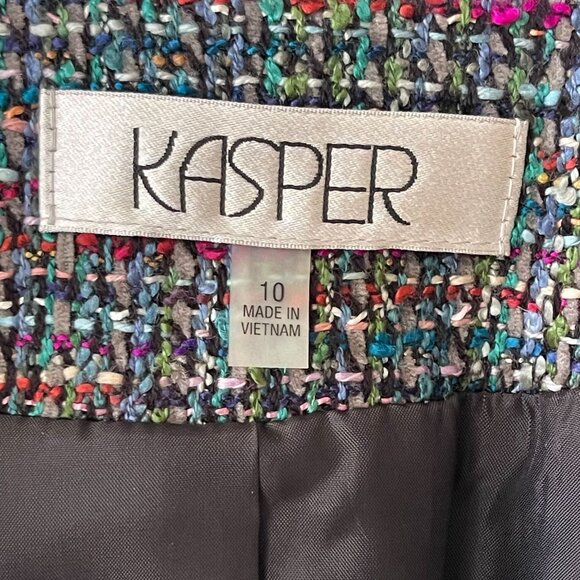 Kasper Womens Multicolor Tweed Blazer Size 10 Hook-and-eye front closure - Picture 5 of 12
